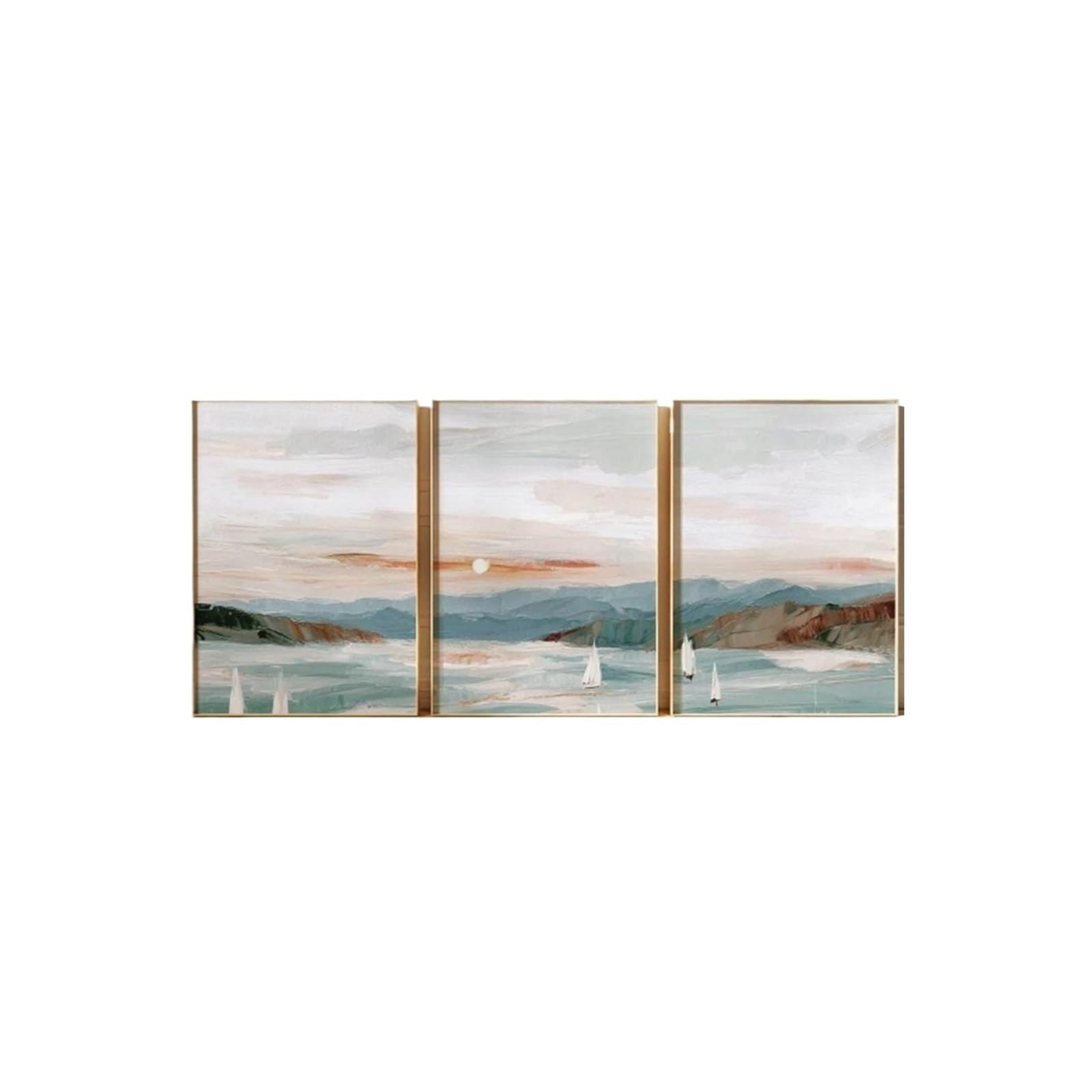 Graiting 3pcs Tranquil Coast Triptych Art Poster Abstract Style Wall Decor Exquisite Canvas Gift For Lovers(40x50cm Unframe)