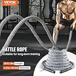 VEVOR Battle Rope, 1.5 Inch Diameter 30Ft Length Polyester Exercise Rope, Battle Exercise Equipment with Protect Sleeve & Anchor, Heavy Weighted Rope for Home Gym Workout Core Strength Training, Gray - Image 2