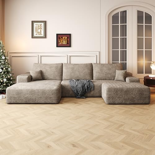 Image of 107 inch Cloud Sectional Sofa Boneless Couches with Chase