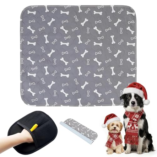 Puppy Pads with Pheromones, Washable Puppy Pee Pads for Dogs Reusable Puppy Pads for Dogs and Cats - Leak & Odor Proof, Non-Slip Base Training Pads for Home & Travel(with Pet Hair Removal Gloves)