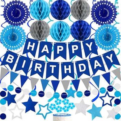 Birthday Decorations Blue Happy Birthday Banner...