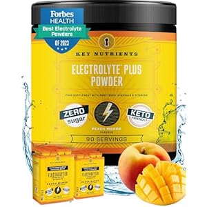 Key Nutrients Electrolytes Powder – Tropical Peach Mango Drink Mix 90 Servings – Sugar Free, Gluten Free, Zero Calories – Keto: Magnesium