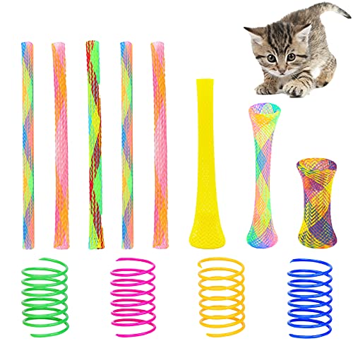 Juego de 35 Juguetes de Primavera para Gatos, Juguete Colorido de Primavera para Gatos y Tubo para Gatos Juguete Interactivo para Gatos , Espiral de plástico para Gatos para Gatitos (Color al Azar) Cover
