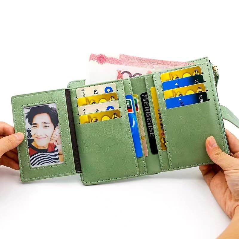 RFID Blocking Wallet for Women, Leather Credit Card Holder, Slim Zipper Coin Purse, Travel Multi Slot Organizer (Coffee)3