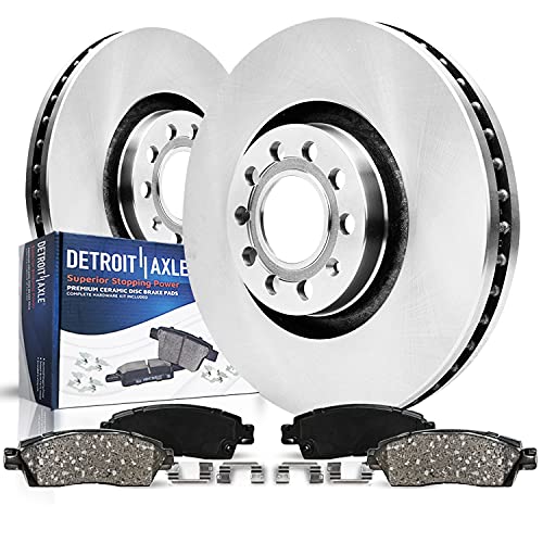 Image of Detroit Axle - Front Brake Kit for Audi A3 TT Quattro Volkswagen Jetta CC | Eos GTI, Disc Brake Rotors Ceramic Brake Pads with Hardware Replacement 12.28 inch inch Rotor