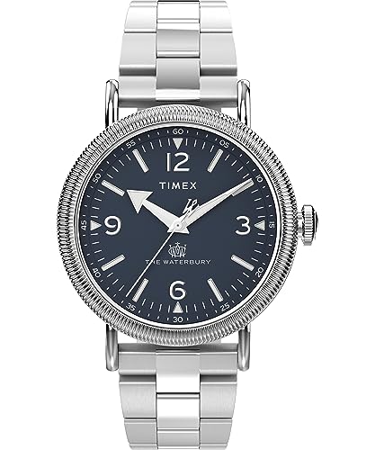 Image of Timex Waterbury 39mm Men's Analog Watch | Durable Stainless Steel Case | Day and Date Window | Durable Design | 100M Water Resistance