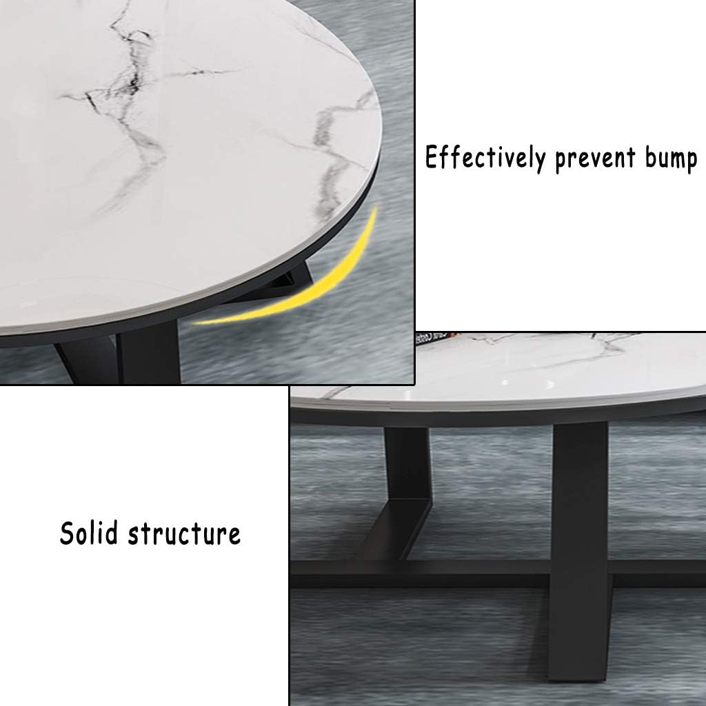 Side Table/End Table,Nordic Light Luxury Marble Table Top and Black Metal Stand，Modern Minimalist Style