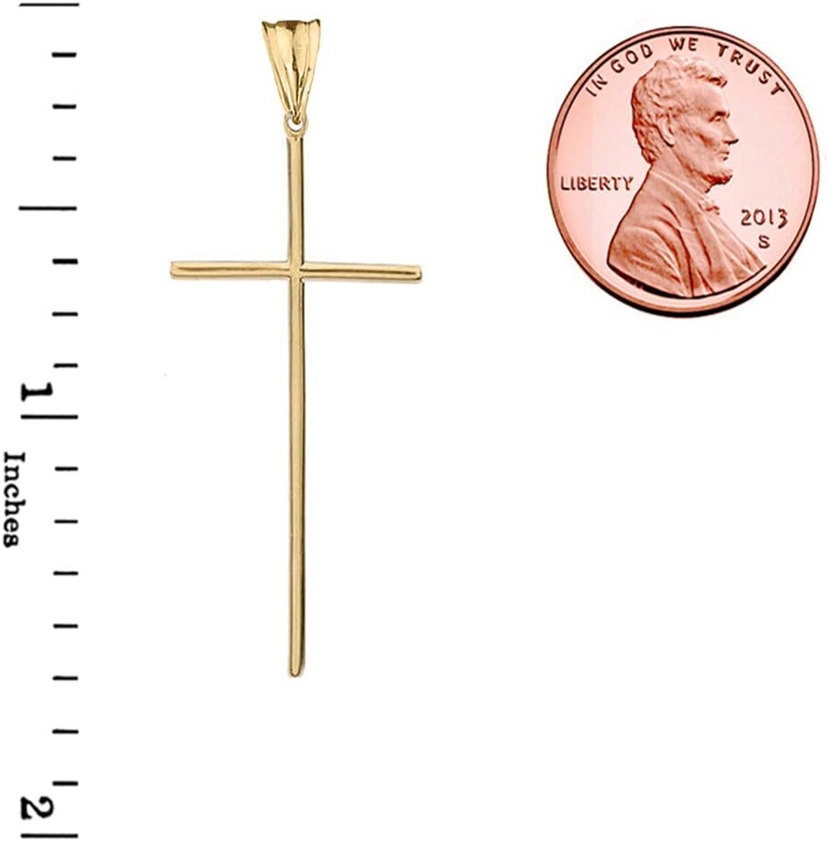 Religious Jewelry Dainty 10k Yellow Gold Simple Christian Cross Pendant