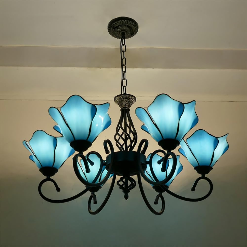 FZQSXAZU American Retro Chandelier LED Mediterranean Sea Creative Cafe Living Room Restaurant Bedroom Villa Hotel Pendant Lights+ (B 6 Lights)