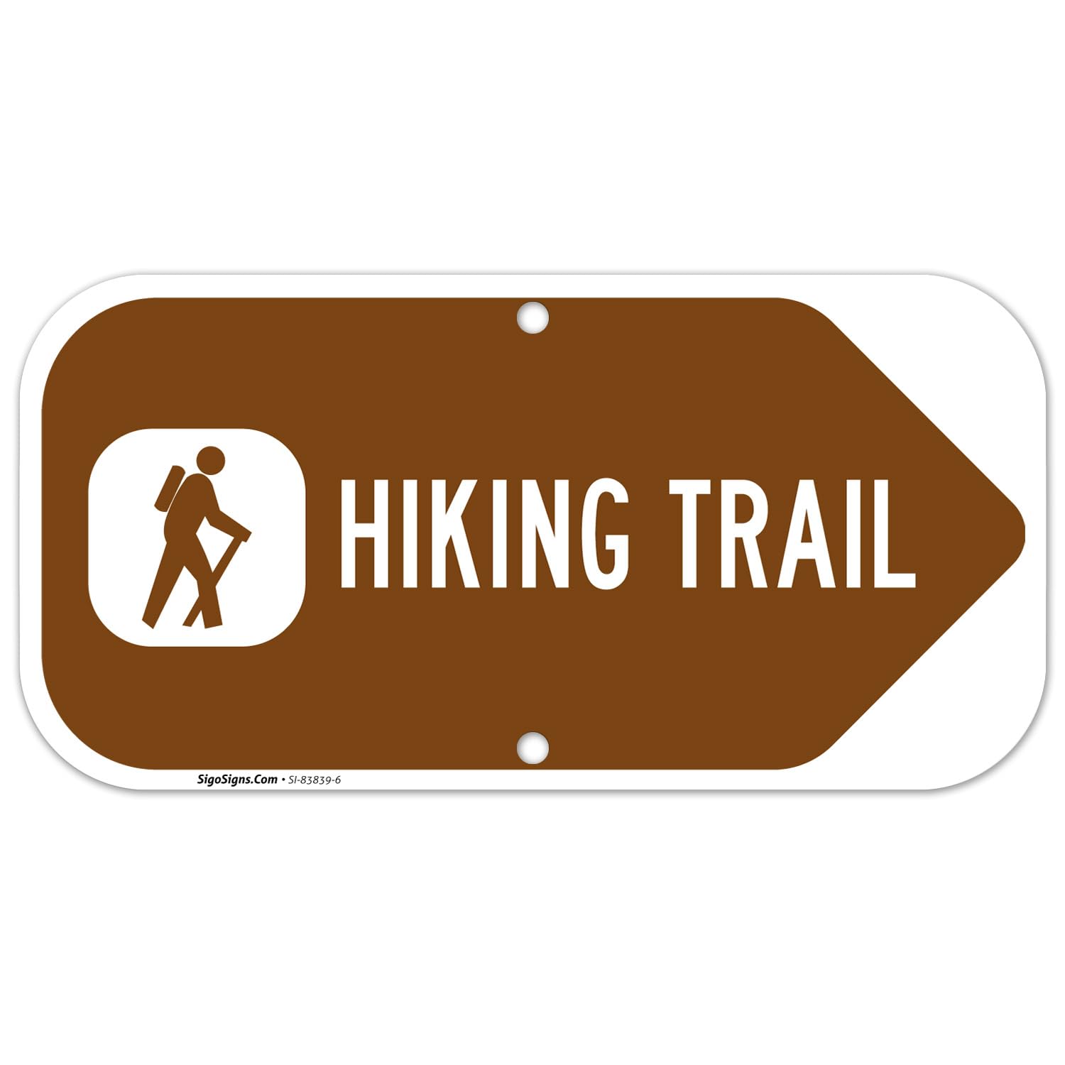 Hiking Trail Right Arrow with Graphic Sign, 6x12 Inches, Rust Free .040 Aluminum, Fade Resistant, Made in USA