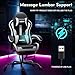 NIONIK Gaming Chair, Ergonomic Computer Chair with Footrest and Lumbar Support, Height Adjustable Game Chair with 360°-Swivel Seat and Headrest and for Office or Gaming Blackwhite