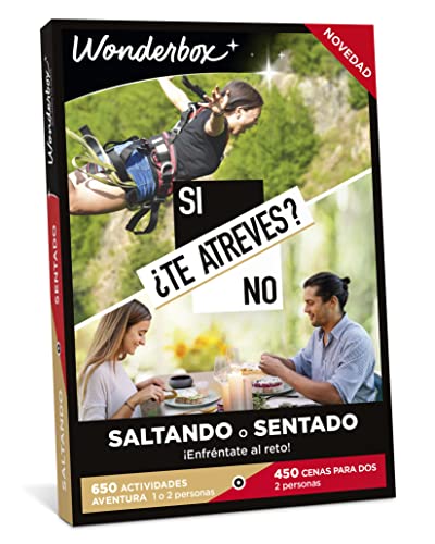WONDERBOX - Caja Regalo - Te Atreves - Saltando O Sentado - 1 Actividad de Adrenalina o 1 Tratamiento Bienestar - para 2 Personas - 650 Actividades de Aventura o 450 cenas - Ideas Regalo
