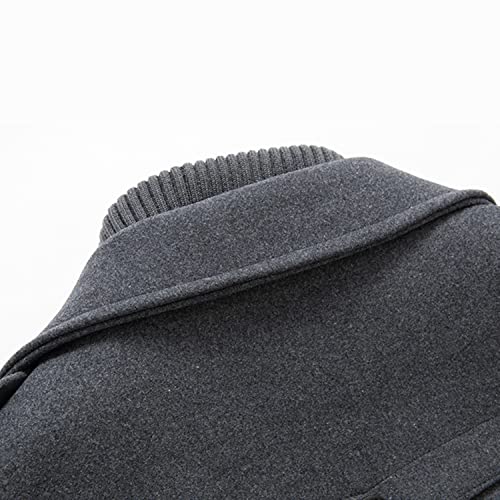 Lu's Chic Men's Winter Business Casual Zip Up Jacket Wool Trench Coat Slim Fit Top Coat Single Breasted Peacoat4