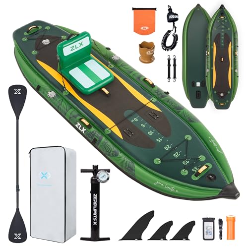 ZLX 11'6''x42'' Extra Wide Inflatable Fishing Paddle Board for Adults- Stable Non-Slip Deck Pad,...