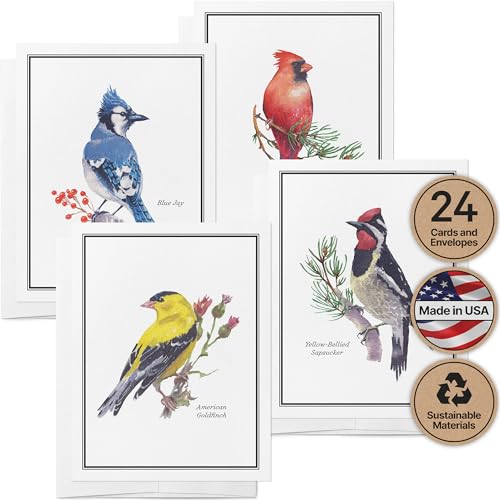 Image of Twigs Paper Birds of America Thank You Cards, 24 Blank Note Cards