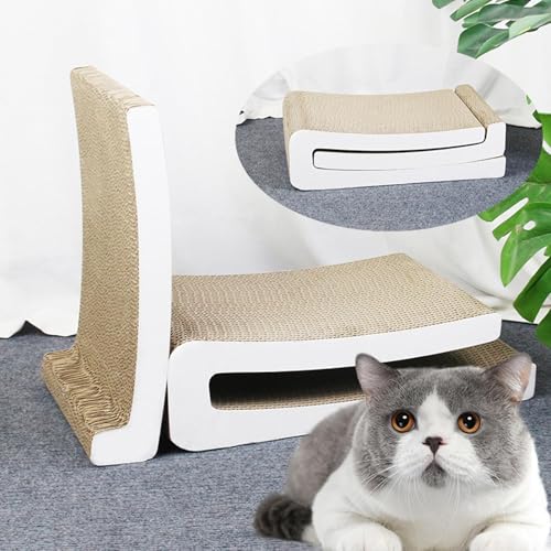 Planche à gratter en papier ondulé pour chats avec tapis interactif - 6