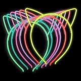ZIFENG Ziricher Plastic Cat Ears Headband Luminous Hair Band Glow in the Dark Headbands For Girls Christmas Thanksgiving Day Halloween Party Supplies (6 Colors per Pack)