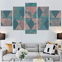 SIGNWIN 5 Panel Canvas Wall Art Modern Art Contemporary Dramatic Geometric Mixed Media Multicolor Patterns for Home Decorations Ready to Hang - 60