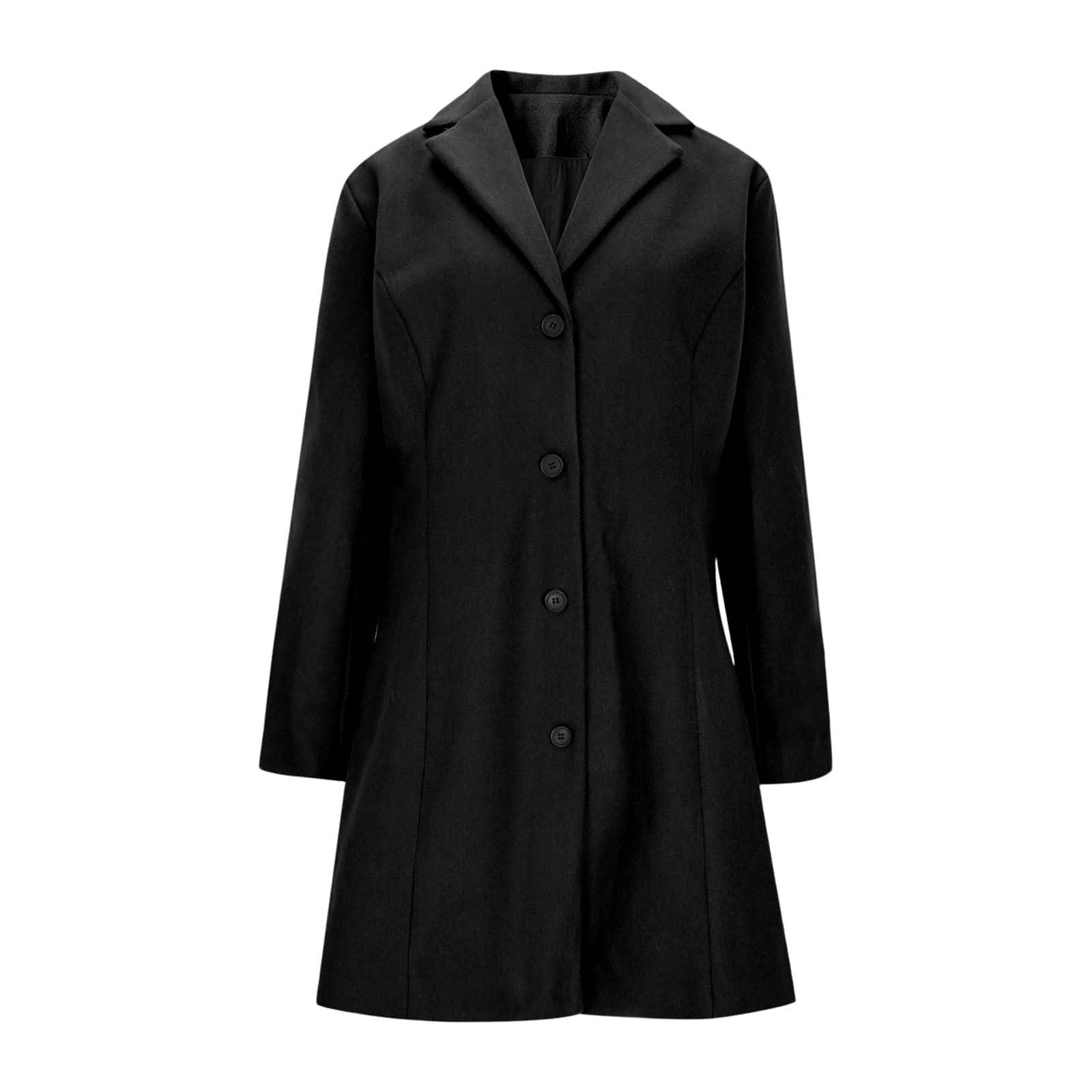Giacca Casual Trench Lungo in Taglia Comoda con Revers a Lancia, Vestibilità Slim, Soprabito Invernale Misto per Donne alla Moda Trekking