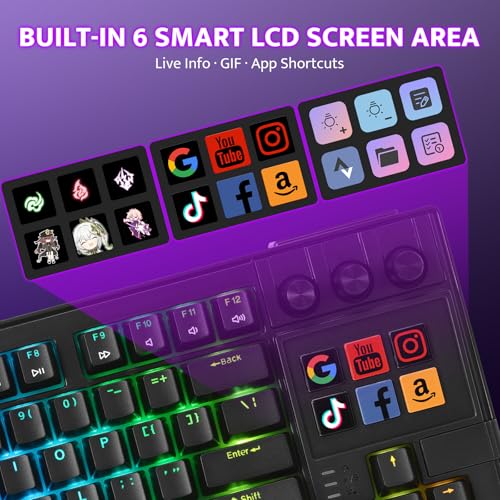 Image of darkFlash K87PRO TKL Mechanical Keyboard with 6 LCD Stream Control Keys & 3 Media Knobs - Gasket Mount, Hot-Swappable RGB Gaming & Streaming Macro Keyboard for PC & Mac (Black)
