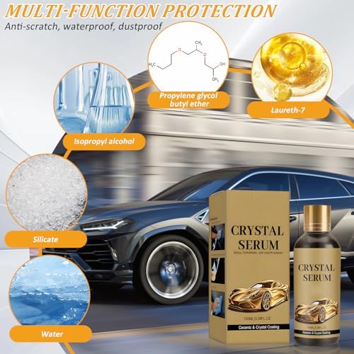 2PCS PTZ Crystal Serum Advanced Graphene Ceramic Coating for Cars, 9H Hardness, Super Hydrophobic Anti-Scratch UV Protection for Vehicle Exterior (1pc*100ML) - 5