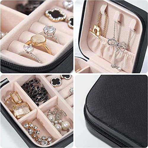 Image of Jewellery Storage Box for Women | Aesthetic Girl Print Jewellery Organizer with Zipper | Travel Jewellery Case for Rings, Earrings & Necklace (Blush Ribbon Florals)