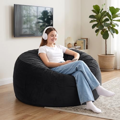 Image of 4 Ft. Bean Bag Chair for Adults, Teens, Kids with Memory Foam Filling