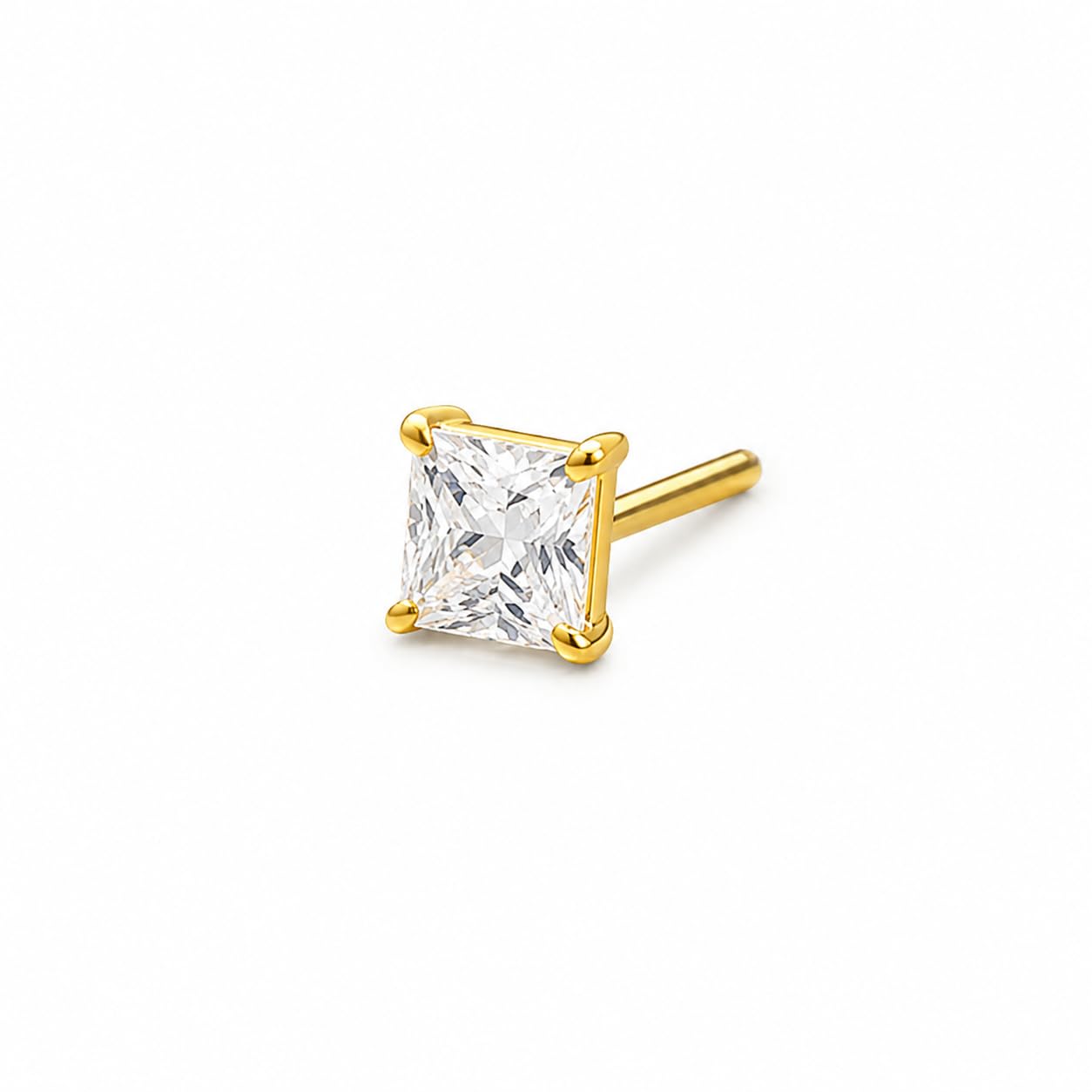 Sirans 18K Gold Plated square Stud Earrings for Men & Boys | Premium CZ Stone Ear Stud | Silver Pin | Pair of 2 | Stylish Daily Wear | Gift for Men-image-15