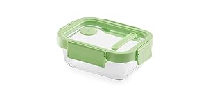 Lékué Recipiente hermético de vidrio para conservar/congelar alimentos, 370 ml, rectangular