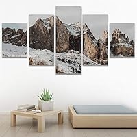 SIGNWIN 5 Panel Canvas Wall Art Snow Mountain for Home Decorations Ready to Hang - 60
