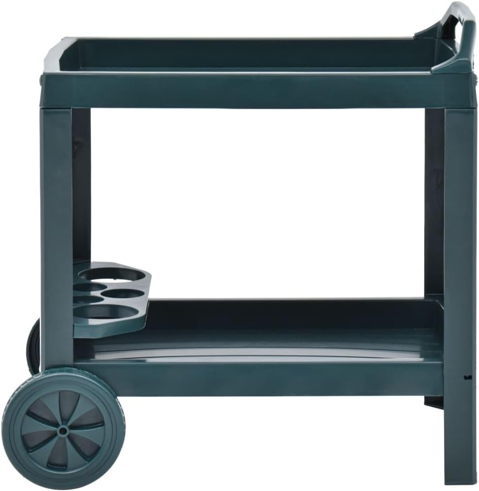 Beverage Cart Green Durable Plastic Kitchen cart with Wheels 27.2"x20.9"x28.3" Rolling Kitchen Island Food cart for Dining trolleys and Kitchen Storage cart