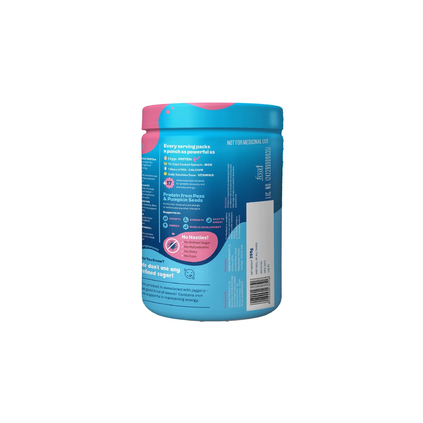 Origin Kids Nutrition Mix | Ages 7-12 | 10g Plant Protein | Eye Health, Immunity & Height Growth | Cotton Candy Swirl, 299g | Zero Refined Sugar | Plant-Based — Amazon image 8