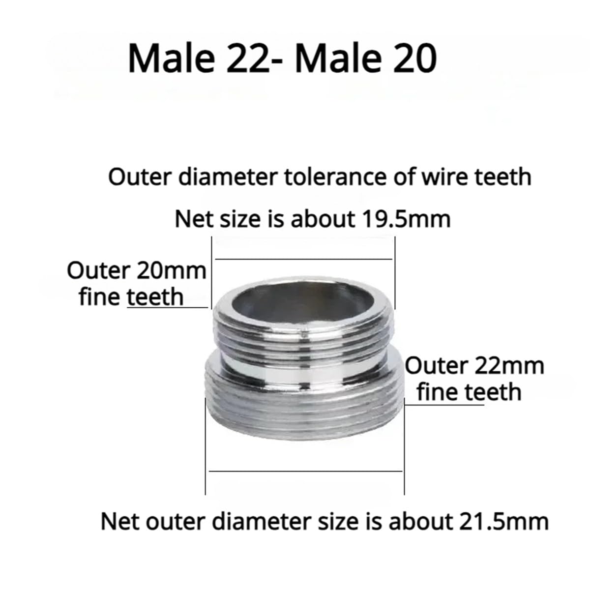 1 pz adattatore for rubinetto da M22 a M20 M18 M28 in acciaio inossidabile