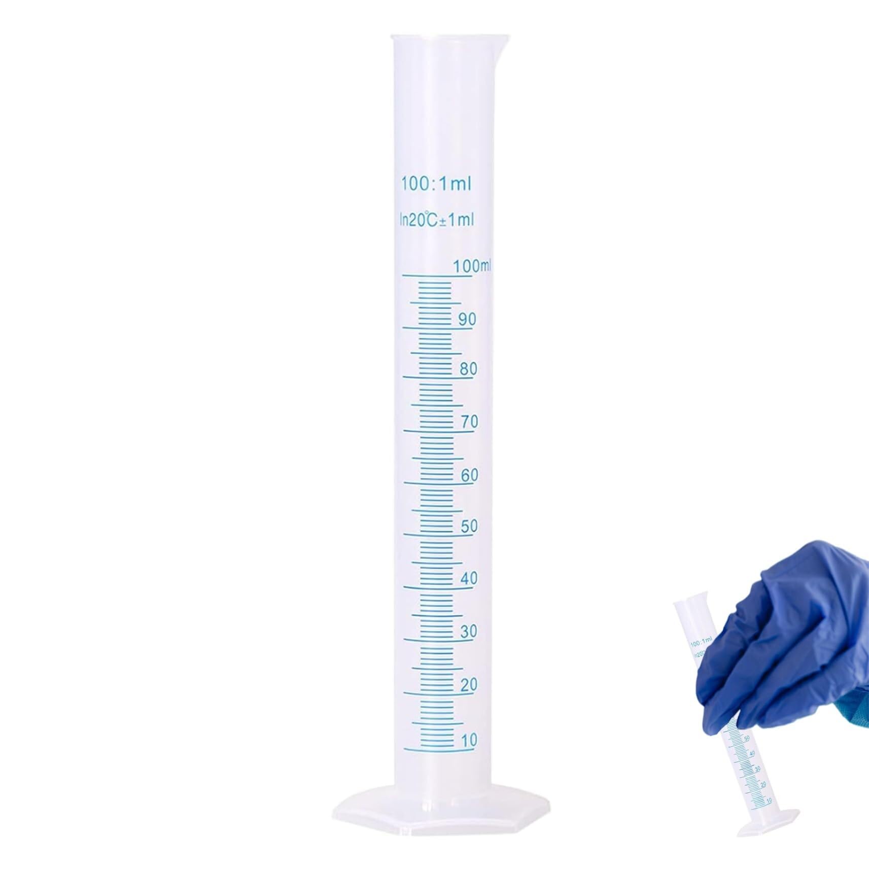 Provetta Graduata Trasparente, Cilindro graduato in plastica da 100 ml 6,9x24,6 cm for Uso Domestico nei Laboratori scientifici(100ml)