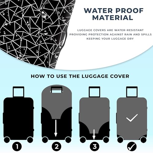 Image of Kraptick Printed Luggage Cover-Suitcase Cover with Double Opening Design, Travel Suitcase Cover for Protection, Protective Elastic Trolley Cover, Cover Bag with Geometric Printed Design (26-28 Inch)