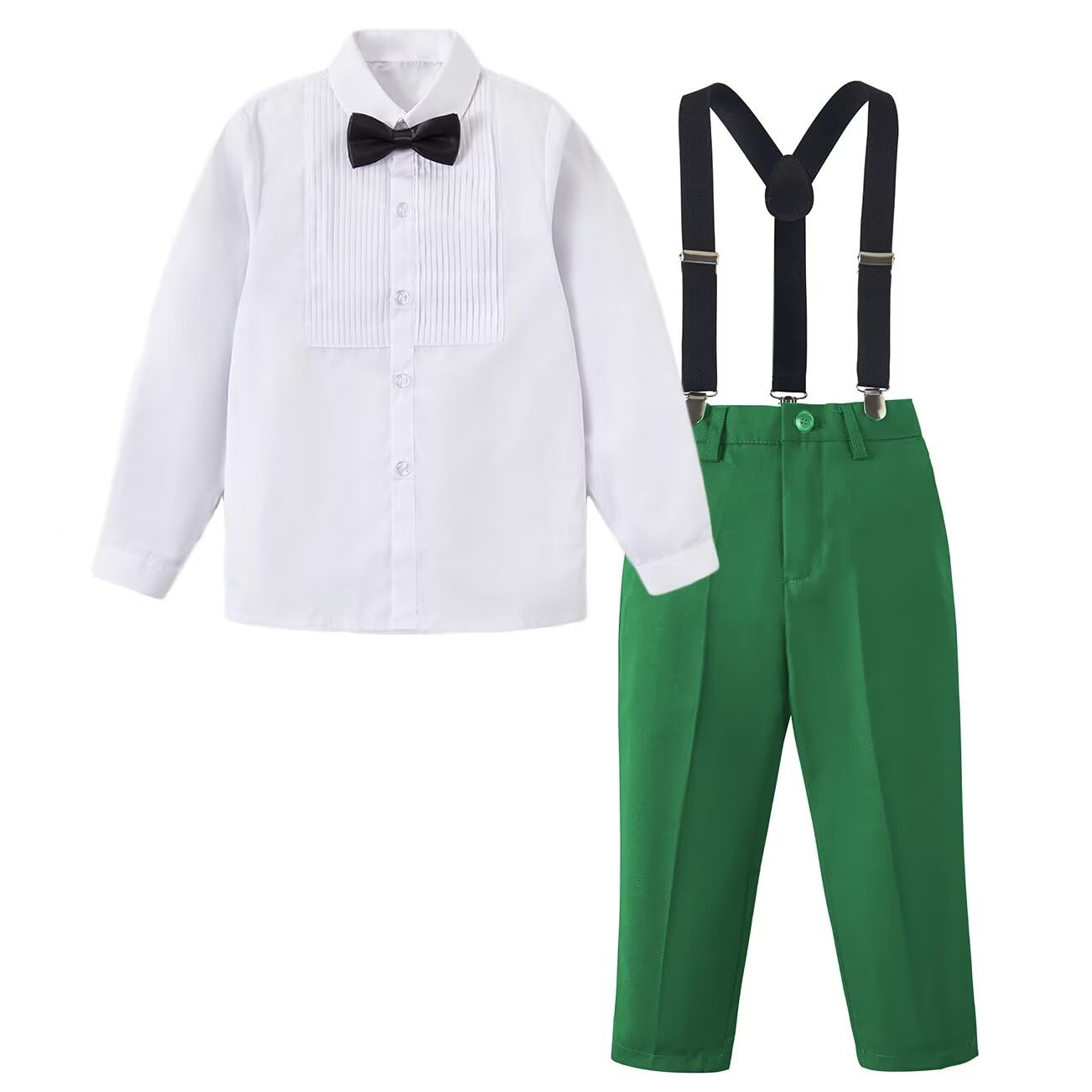 Kids Green Suspenders Set for Teen Boys Size 14 Formal Wedding Christmas Outfits