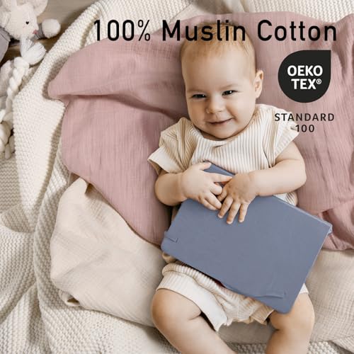 Image of GLLQUEN BABY Muslin Swaddle Blankets for Newborn Girls, Large 40''x38'' | 2Pk, 100% cotton, ultra soft and breathable, gentle on sensitive newborn skin, Multi-use as swaddle wrap, receiving blankets