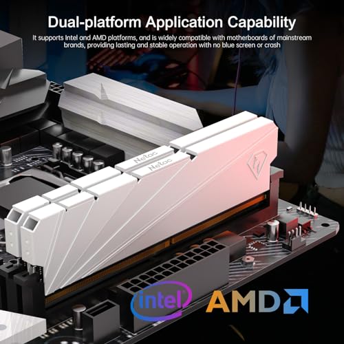 Image of Netac DDR4 DRAM 32GB Kit16GBx2 C16 3200MHz XMP 2.0 Dual Channel RAM (PC4-25600) 1.35V 288-Pin Upgraded Aluminum Heat Sink Ideal for Gaming Computer Upgrade - Shadow S