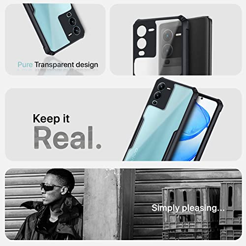 Image of Pikkme Vivo V25 Pro 5G Back Cover | Crystal Clear Transparent Back | Ultra Hybrid | Full Camera Protection | Raised Edge | Bumper Back Case for Vivo V25 Pro 5G (Black)