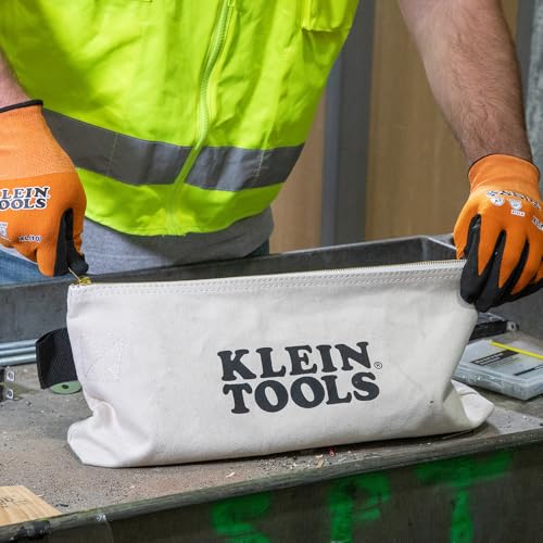 Image of KLEIN TOOLS 62042 16-Inch Zipper Bag, Extra Long, No. 10 Canvas, Heavy Duty Tool Bag, 3-Inch Stand-Up Bottom, Multipurpose for Tools or Crafts