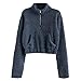 Produktbild suoryisrty Damen Langarm Reißverschluss Crop Top Einfarbiger Rollkragenpullover Polar Fleece Sweatshirt