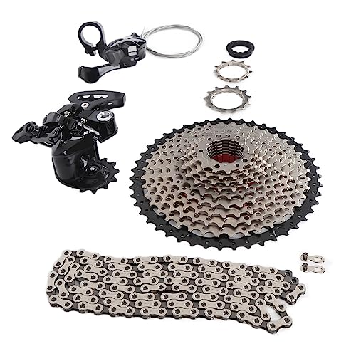 SPYMINNPOO Cassette de Bicicletas de Montaña, Palanca de Cambios, Desplazamiento Trasero, Conjunto de Combo de Cadena, 12 Velocidades 11-46 T Cassette, 1/2 X 11/128 Pulgadas de Cadena