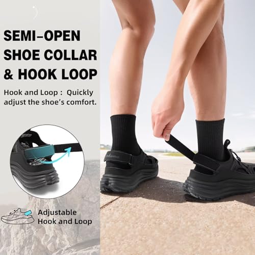 Men's Orthopedic Close Toes Hiking Sandals: Plantar Fasciitis Arch Support Adjustable Hook Loop Strap Athletic Sport Shoes, Comfortable Casual Camping Waterproof Summer Walking Sandals3