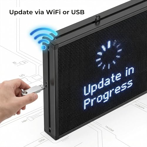Image of LED Advertising Sign,P5 39x14 Inches Full Color Programmable Digital Board, High Brightness Scrolling Message Display with WiFi & USB Control for Business Promotion