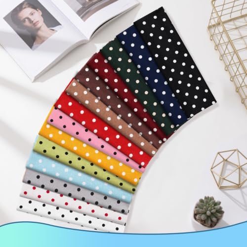 Image of 14 Pack Polka Dot Headbands for Women, Fashion Soft Elastic Cloth Hairbands
