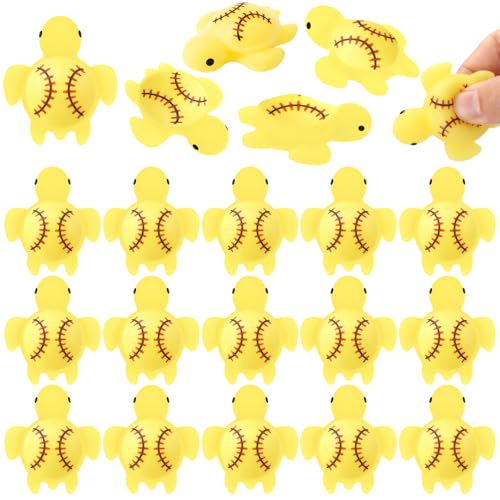 Seenelling 20 Pcs Softball Party Favors Turtle Stress Ball Softball Team Gifts Mini Resin Emotional Inspirational Sports Support Gift Squeeze Ball for Birthday Party Favors Team Players Fan Coworkers