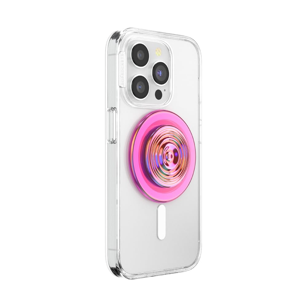 PopSockets Handy-Grip für MagSafe, Magnetischer Halter, Handyständer, Hot Pink - Ripple Iridescent Absinthe