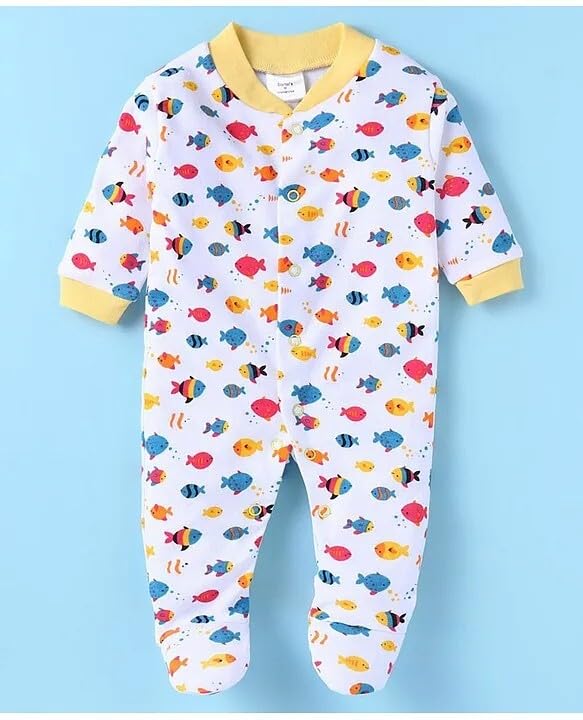 Image of New Born Baby 100% Cotton Rompers for Sleepsuits Jumpsuit Night Suits for Baby Boys & Girls |Onesies| Infant Clothes Pack of 3