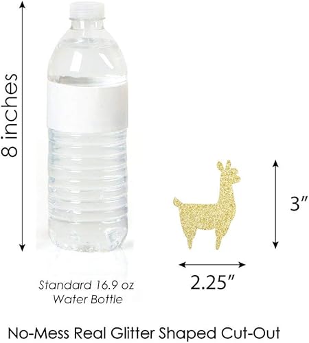 Miniatura 3 de Big Dot of Happiness Llama con purpurina dorada, recortes de purpurina dorada real sin ensuciar, fiesta de llama, baby shower, confeti de fiesta de