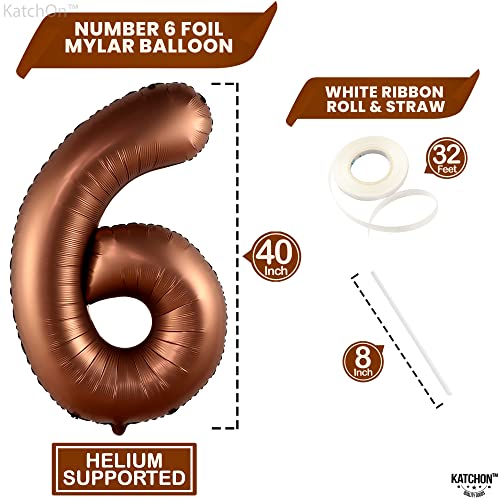 Image of KatchOn Coffee Brown Number 6 Balloon 40 Inch